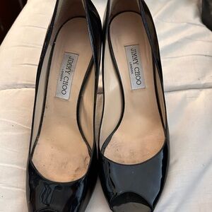 Jimmy Choo Black Women's Shoes Peep Toe Size 41.5